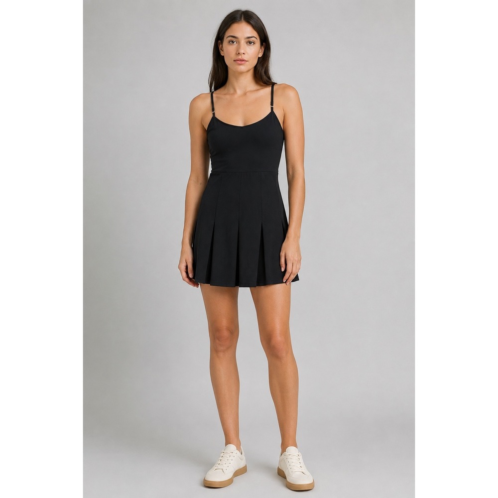 Abercrombie & Fitch Tennis Mini Dress Womens S Tall Black Pleated Skirt Athletic